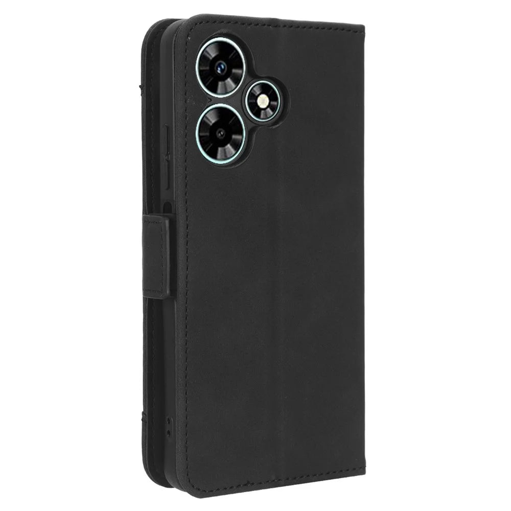 For Infinix Hot 30 Play Flip Stand Leather Phone Case Multiple Card Slots Wallet Cover - Black - 7