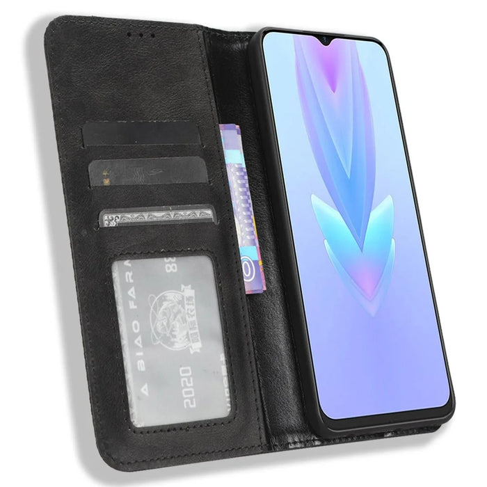 For TECNO Spark 10 5G PU Leather Phone Stand Case Wallet Retro Phone Cover - Black - 2