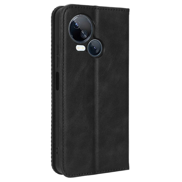 For TECNO Spark 10 5G PU Leather Phone Stand Case Wallet Retro Phone Cover - Black - 7