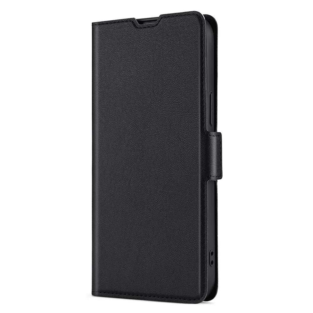 Card Slot Phone Case for TCL 403 PU Leather Flip Stand Shockproof Protective Cover - Black - 6