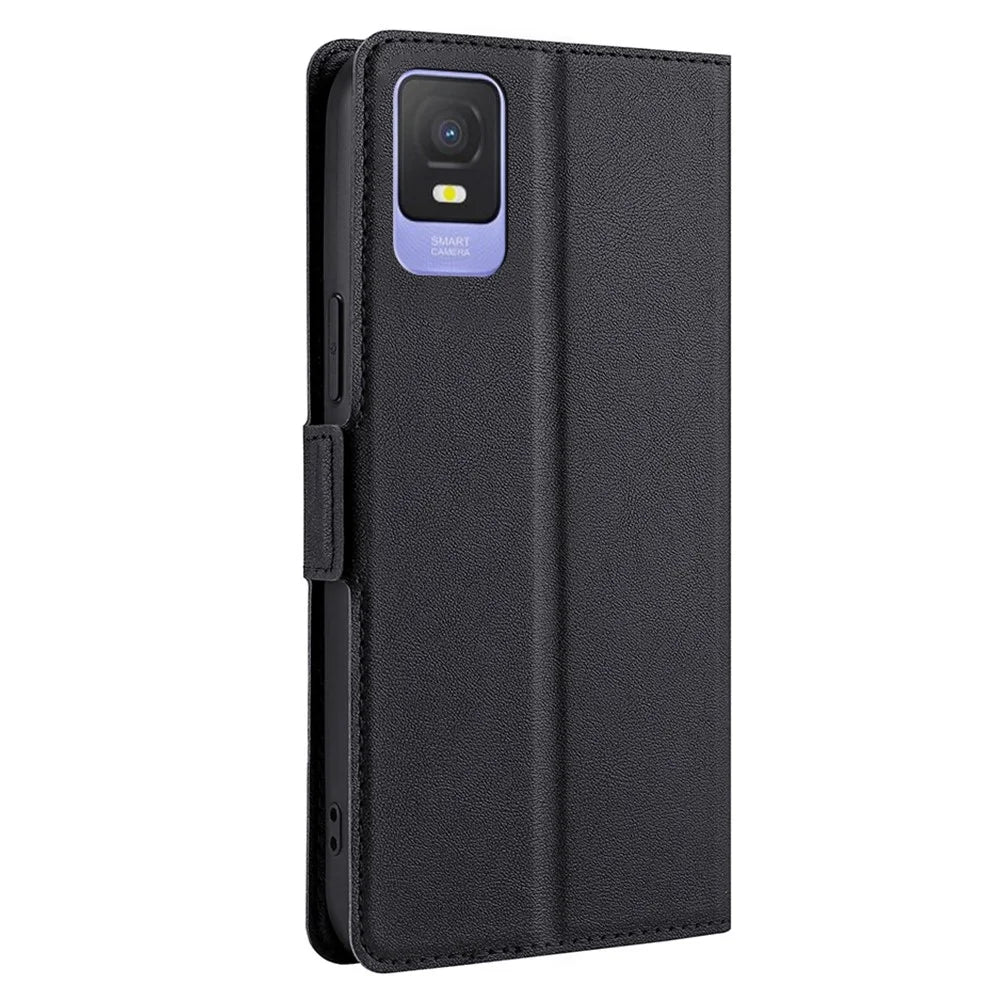 Card Slot Phone Case for TCL 403 PU Leather Flip Stand Shockproof Protective Cover - Black - 7