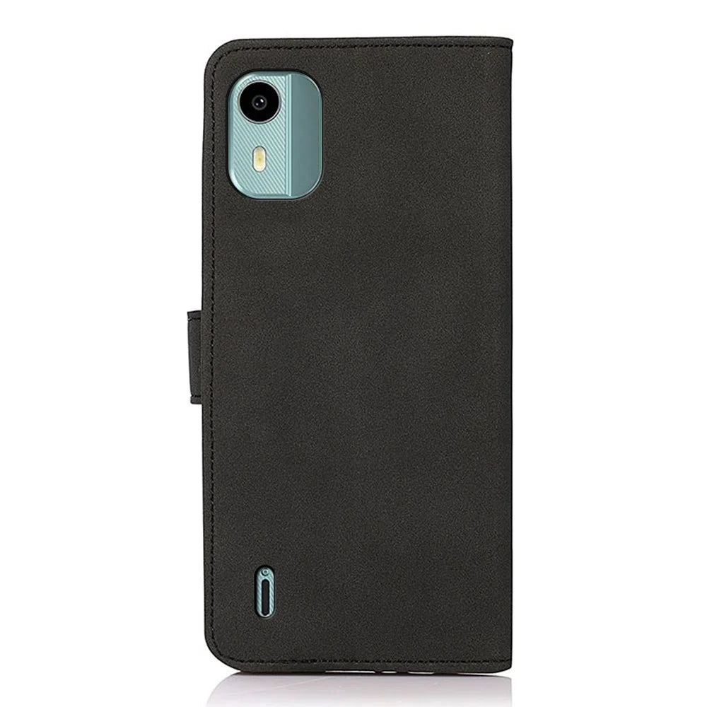 KHAZNEH For Nokia C12 4G / C12 Plus / C12 Pro PU Leather Textured Flip Phone Case Magnetic Folio Stand Wallet Cover - Black - 7