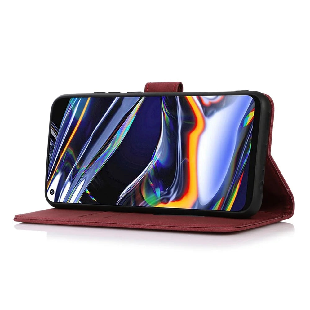 KHAZNEH For Nokia C22 Textured Phone Case with Stand Wallet, PU Leather Phone Cover - Red - 2