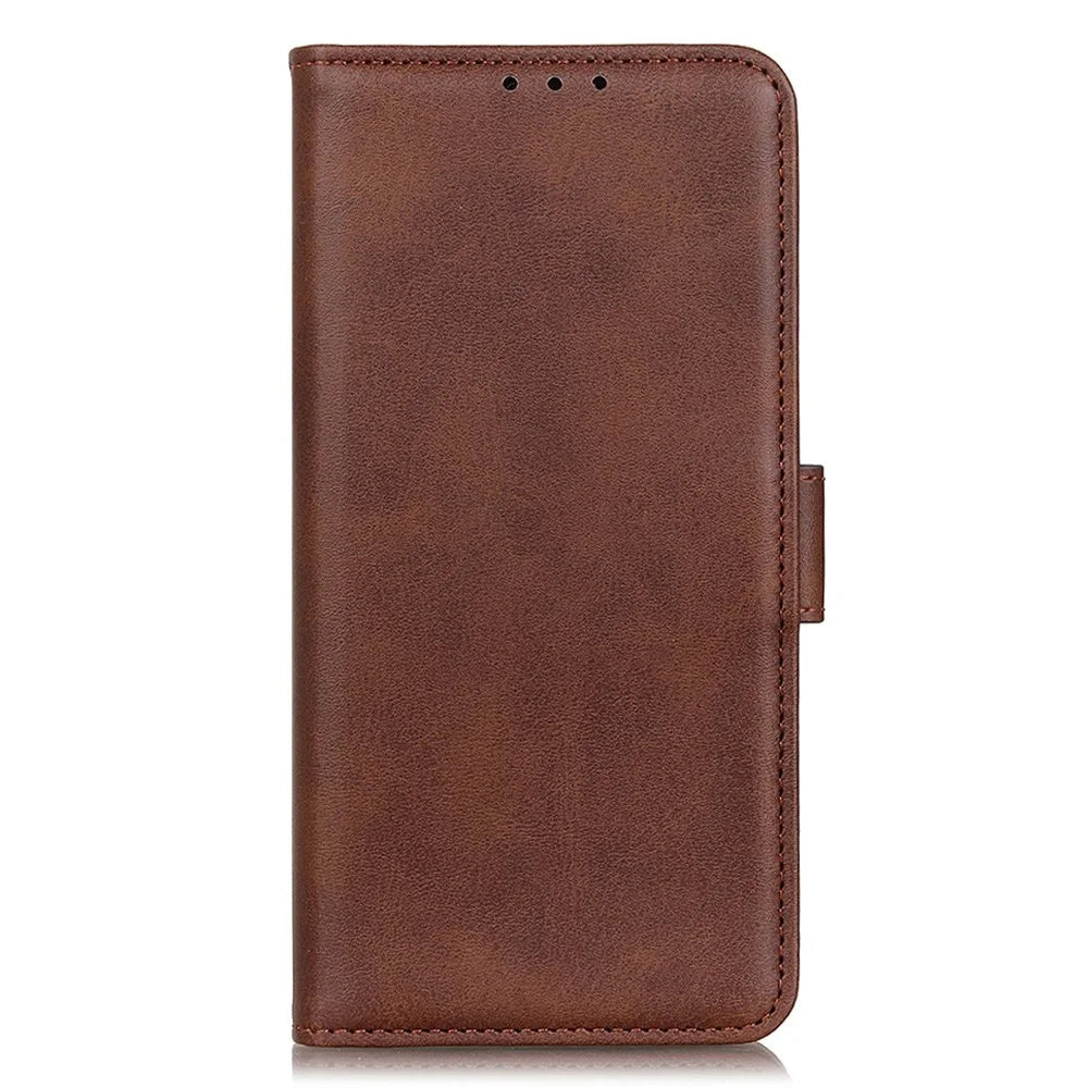 For Nokia C22 Phone Leather Case Cowhide Texture Stand Wallet Protective Cover - Brown - 6