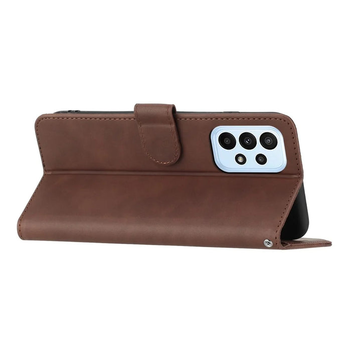 YX003 For Samsung Galaxy A53 5G Phone Shell Wallet PU Leather Imprinted Smile Pattern Phone Stand Case - Coffee - 4