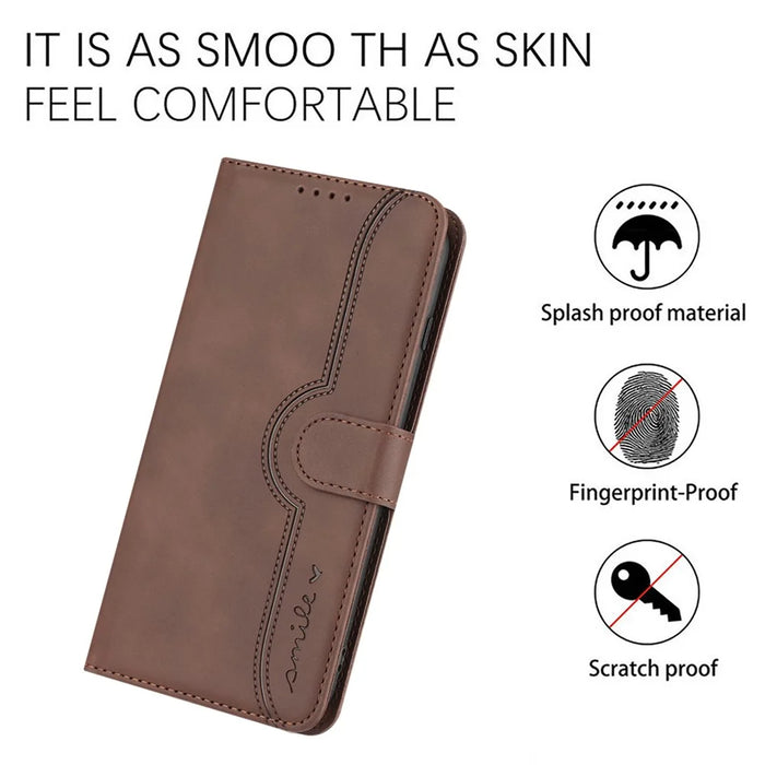 YX003 For Samsung Galaxy A53 5G Phone Shell Wallet PU Leather Imprinted Smile Pattern Phone Stand Case - Coffee - 5