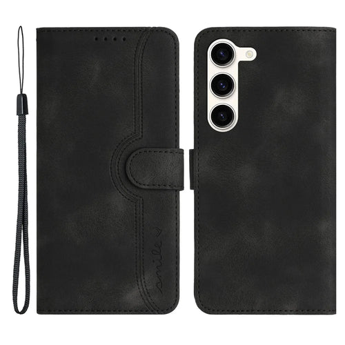 YX003 For Samsung Galaxy S23+ Wallet PU Leather Phone Stand Case Imprinted Pattern Cover - Black - 1
