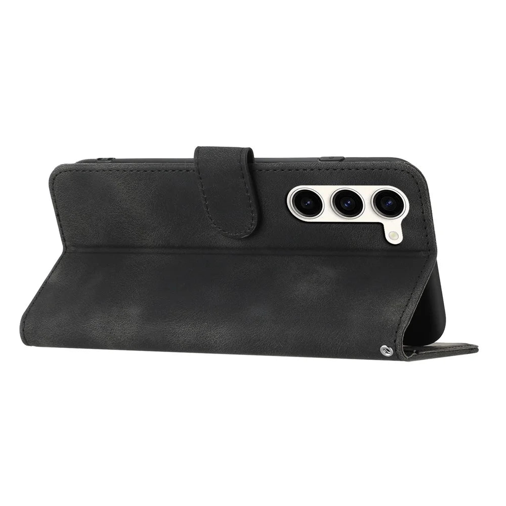 YX003 For Samsung Galaxy S23+ Wallet PU Leather Phone Stand Case Imprinted Pattern Cover - Black - 4