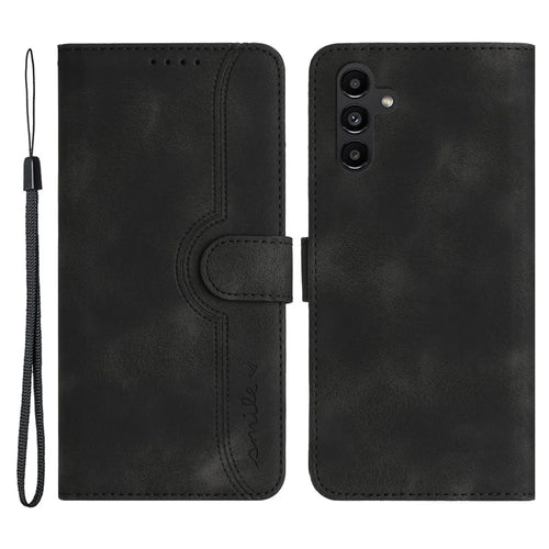 YX003 For Samsung Galaxy A14 4G / A14 5G TPU+PU Leather Imprinted Pattern Cover Wallet Phone Stand Case - Black - 1