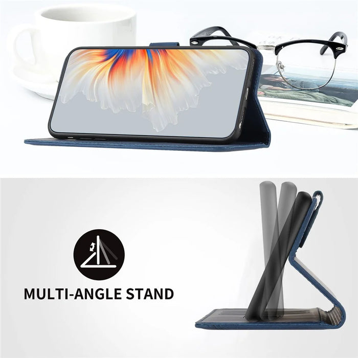 YX003 For Samsung Galaxy S23 Ultra PU Leather Cover Wallet Stand Imprinted Pattern Phone Case - Sapphire - 3