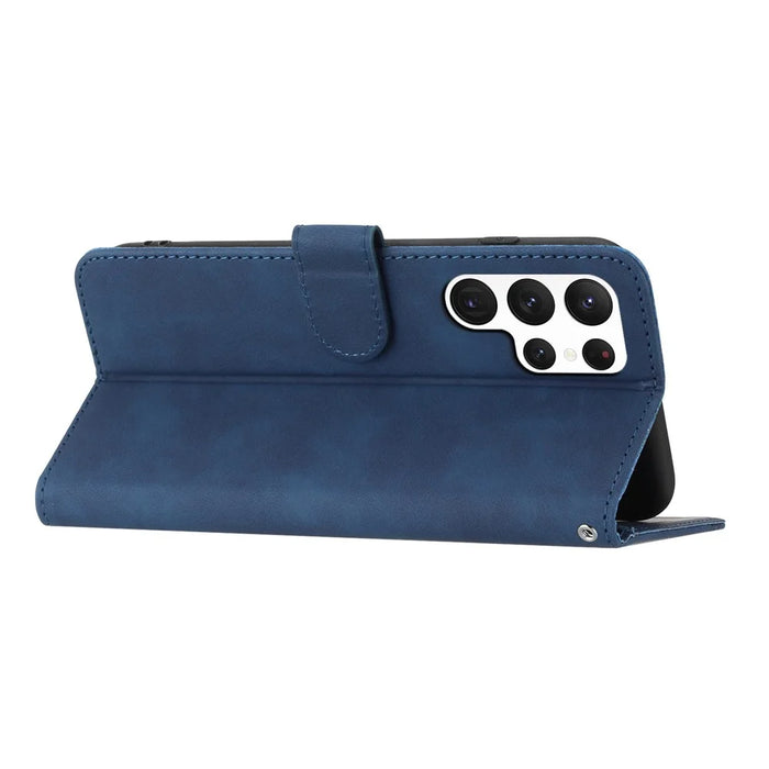 YX003 For Samsung Galaxy S23 Ultra PU Leather Cover Wallet Stand Imprinted Pattern Phone Case - Sapphire - 4