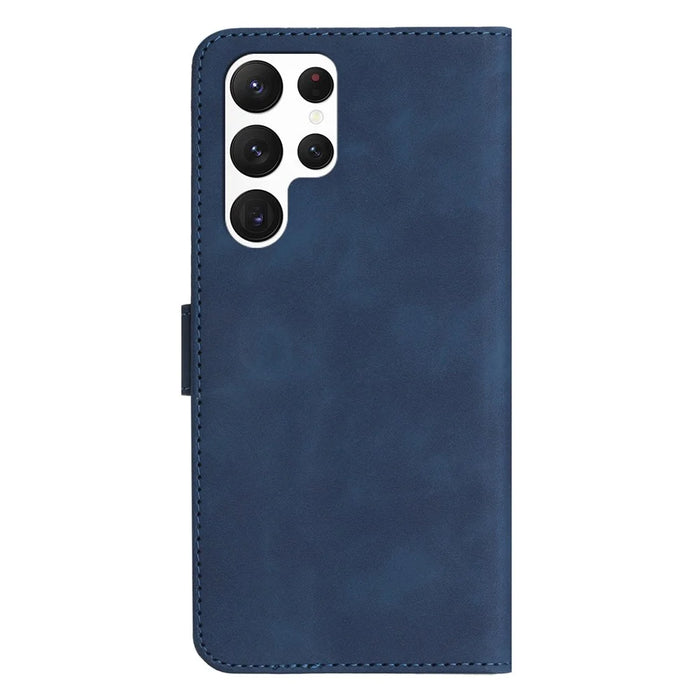 YX003 For Samsung Galaxy S23 Ultra PU Leather Cover Wallet Stand Imprinted Pattern Phone Case - Sapphire - 7