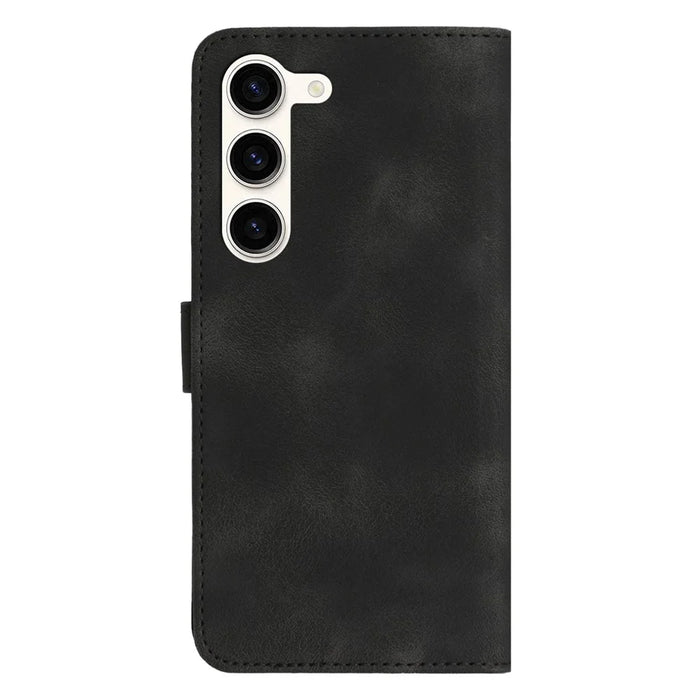 YX003 For Samsung Galaxy S23 Cell Phone Case Anti-Scratch PU Leather Wallet Stand Imprinted Smile Pattern Cover - Black - 7