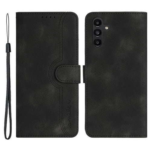 YX003 For Samsung Galaxy A13 5G / A04s 4G (164.7mm) Anti-Fingerprint Phone Case Leather Wallet Stand Imprinted Pattern Cover - Black - 1