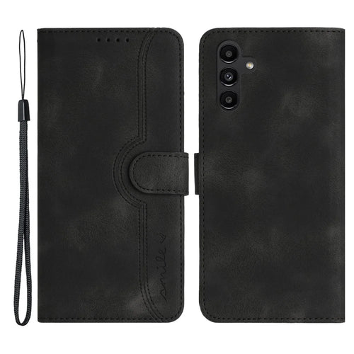 YX003 For Samsung Galaxy A34 5G Phone Case PU Leather Wallet Stand Imprinted Pattern Cover - Black - 1
