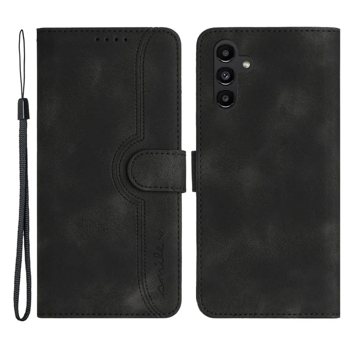 YX003 For Samsung Galaxy A34 5G Phone Case PU Leather Wallet Stand Imprinted Pattern Cover - Black - 1