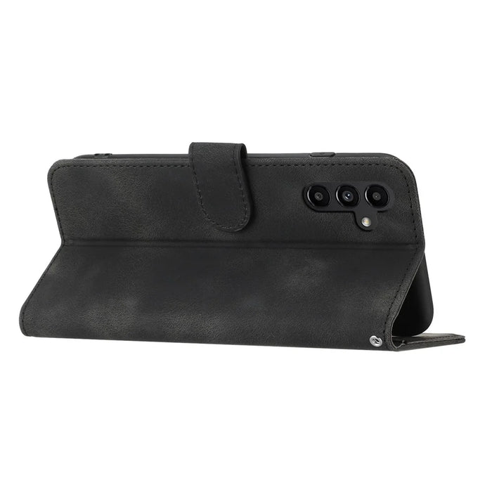 YX003 For Samsung Galaxy A34 5G Phone Case PU Leather Wallet Stand Imprinted Pattern Cover - Black - 4
