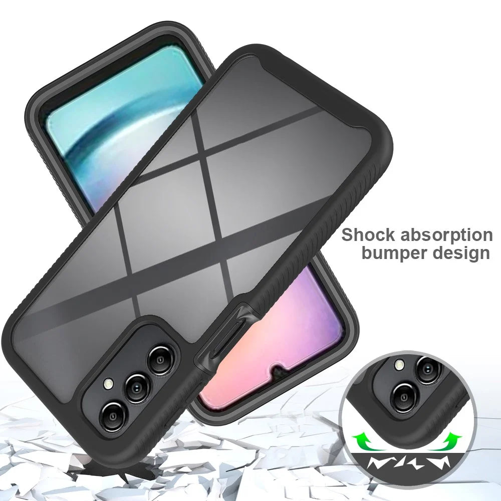 3-in-1 Phone Case for Samsung Galaxy A24 4G (162.1 x 77.6 x 8.3mm) Anti-Drop Detachable Phone Case with PET Screen Protector - Black - 2