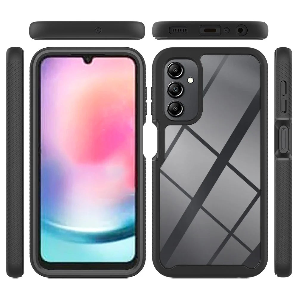 3-in-1 Phone Case for Samsung Galaxy A24 4G (162.1 x 77.6 x 8.3mm) Anti-Drop Detachable Phone Case with PET Screen Protector - Black - 5