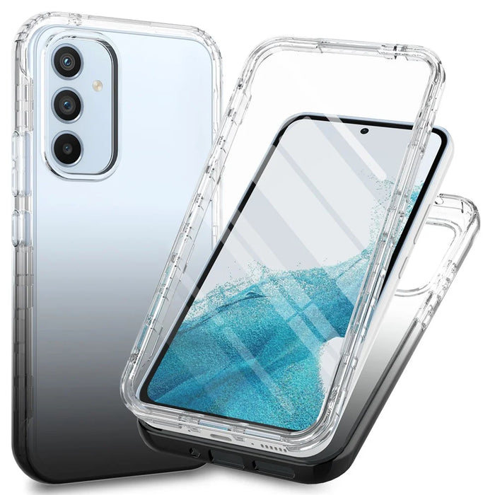For Samsung Galaxy A34 5G PC TPU Phone Case Gradient Color Cell Phone Shell with PET Screen Protector - Black - 1