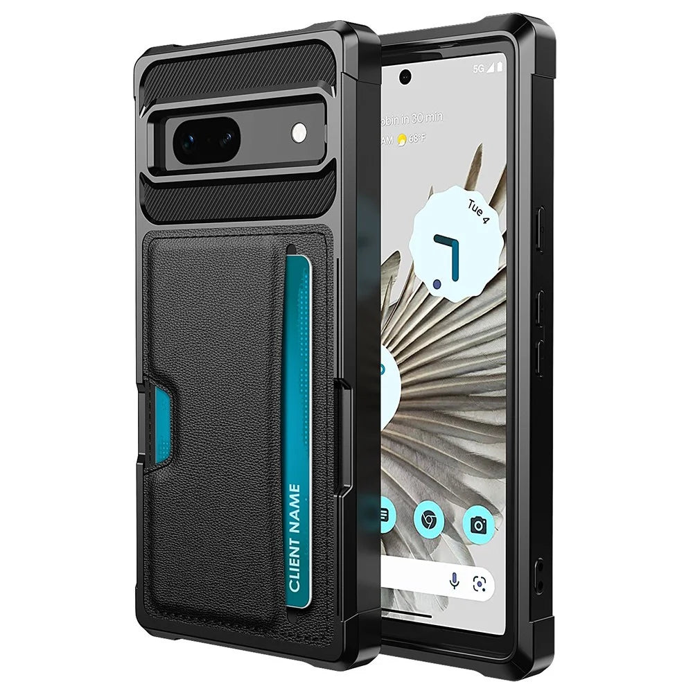 For Google Pixel 7a Phone Case ZM02 PU Leather Coated TPU Shockproof Case with Card Slot Holder Cover - 1