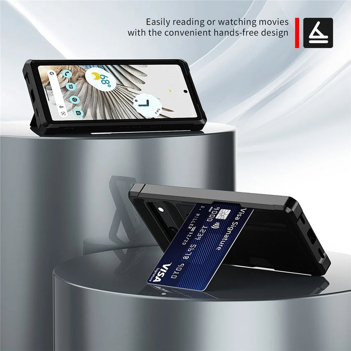 For Google Pixel 7a Phone Case ZM02 PU Leather Coated TPU Shockproof Case with Card Slot Holder Cover - 3