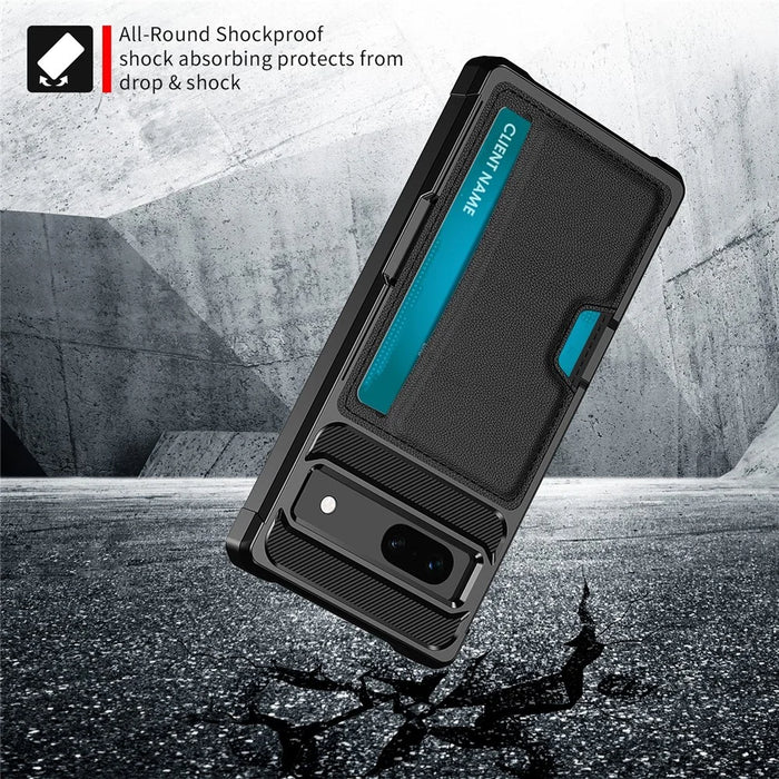 For Google Pixel 7a Phone Case ZM02 PU Leather Coated TPU Shockproof Case with Card Slot Holder Cover - 4