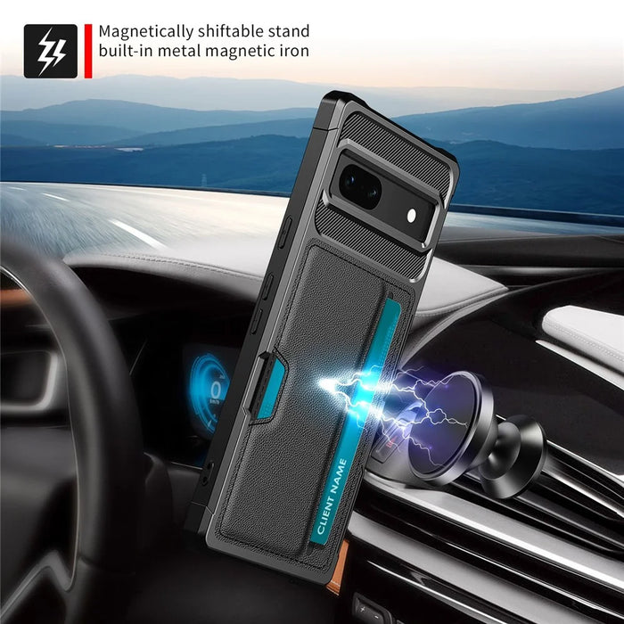 For Google Pixel 7a Phone Case ZM02 PU Leather Coated TPU Shockproof Case with Card Slot Holder Cover - 6