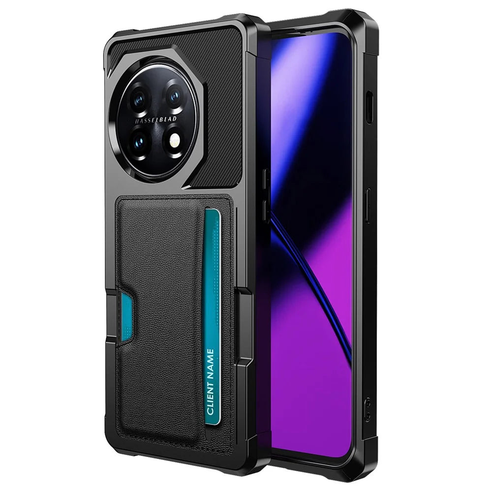 For OnePlus 11 5G Shockproof Case ZM02 PU Leather Coated Anti-Drop TPU Phone Case with Card Slot - 1