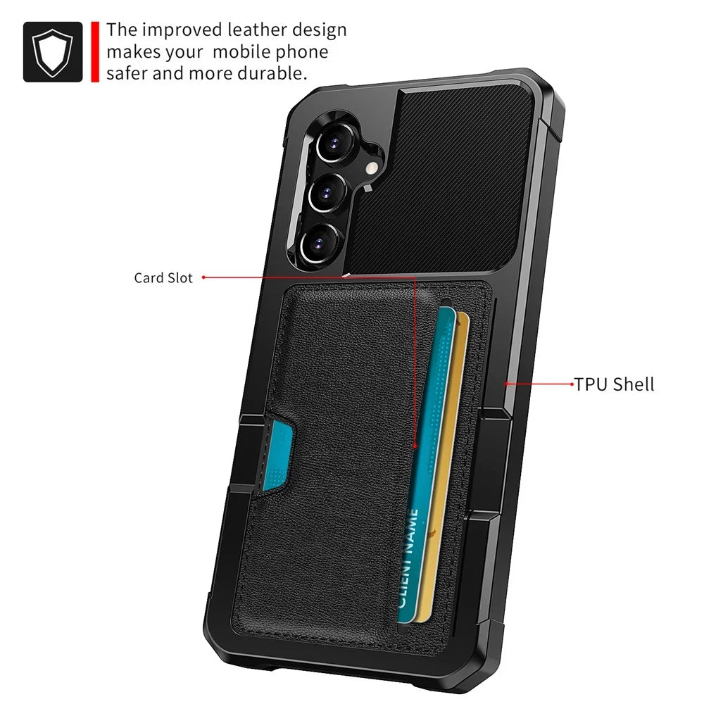 For Samsung Galaxy A34 5G Case ZM02 PU Leather Coated Protective Case Card Slot TPU Phone Shell - 2