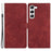 For Samsung Galaxy S23 Solid Color Leather Wallet Protective Cover Skin-touch Stand Phone Case - Red - 1