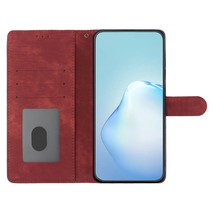 For Samsung Galaxy S23 Solid Color Leather Wallet Protective Cover Skin-touch Stand Phone Case - Red - 2