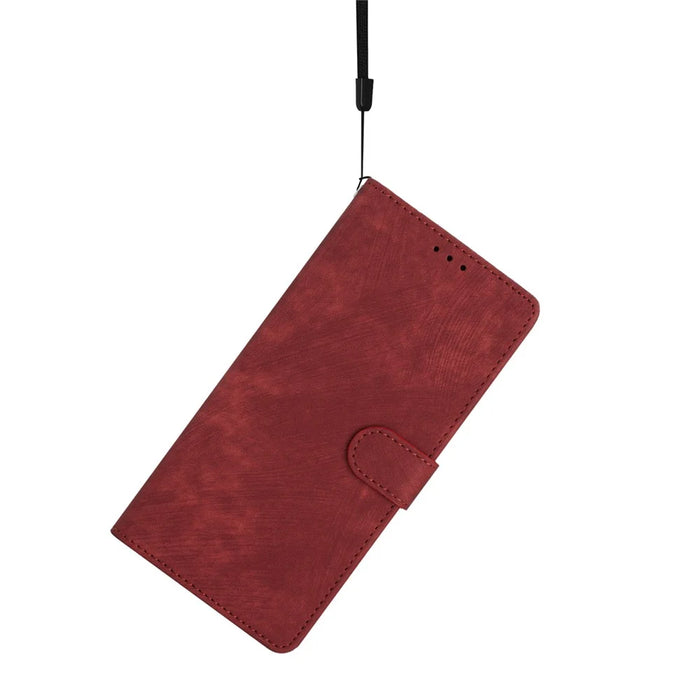 For Samsung Galaxy S23 Solid Color Leather Wallet Protective Cover Skin-touch Stand Phone Case - Red - 4