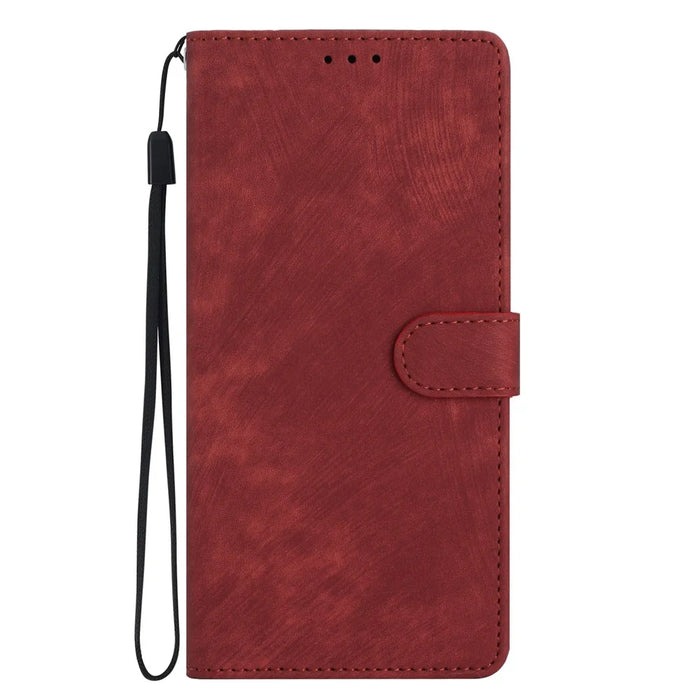 For Samsung Galaxy S23 Solid Color Leather Wallet Protective Cover Skin-touch Stand Phone Case - Red - 7