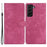 For Samsung Galaxy S22 5G Solid Color Leather Wallet Shell Skin-touch Anti-drop Stand Phone Case - Rose - 1