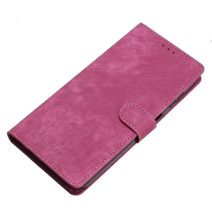 For Samsung Galaxy S22 5G Solid Color Leather Wallet Shell Skin-touch Anti-drop Stand Phone Case - Rose - 6
