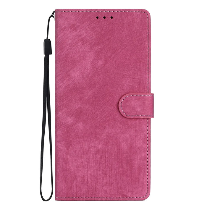 For Samsung Galaxy S22 5G Solid Color Leather Wallet Shell Skin-touch Anti-drop Stand Phone Case - Rose - 7