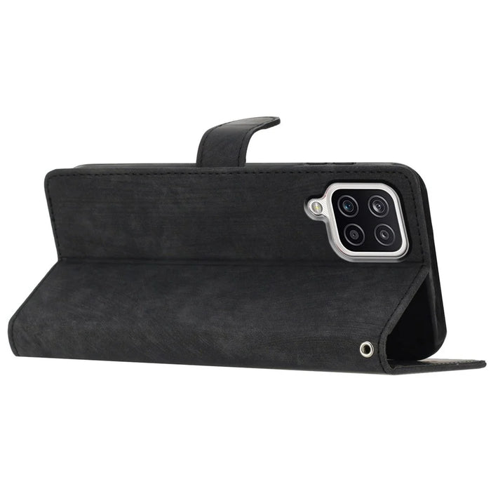 For Samsung Galaxy A22 4G (EU Version) PU Leather Wallet Protective Shell Skin-touch Flip Stand Phone Case - Black - 3