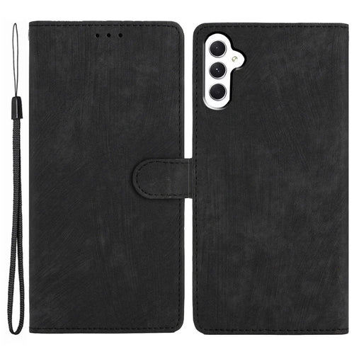 For Samsung Galaxy A34 5G Full Protection Cover Skin-touch Stand Leather Wallet Phone Case - Black - 1