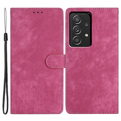 For Samsung Galaxy A53 5G Skin-touch PU Leather Wallet Stand Phone Case Full Protection Shell - Rose - 1