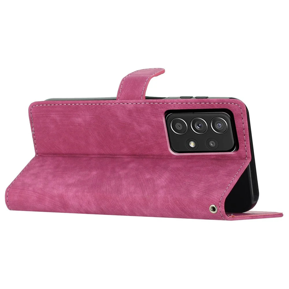 For Samsung Galaxy A53 5G Skin-touch PU Leather Wallet Stand Phone Case Full Protection Shell - Rose - 3