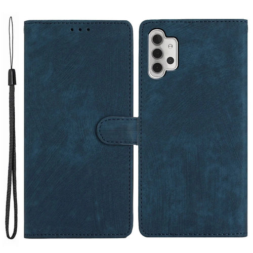 For Samsung Galaxy A32 5G / M32 5G PU Leather Wallet Mobile Case Skin-touch Anti-drop Shell with Stand - Blue - 1