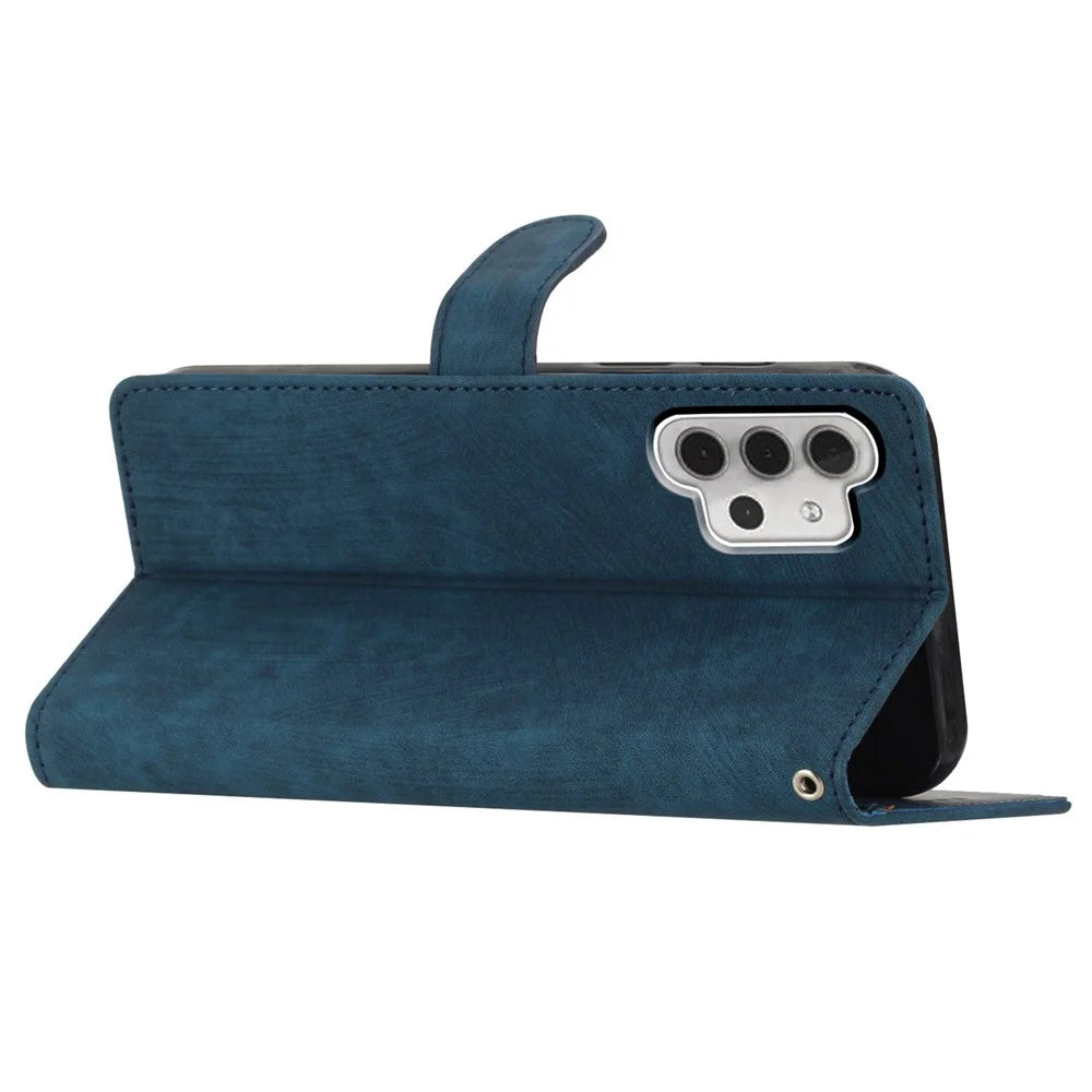 For Samsung Galaxy A32 5G / M32 5G PU Leather Wallet Mobile Case Skin-touch Anti-drop Shell with Stand - Blue - 3