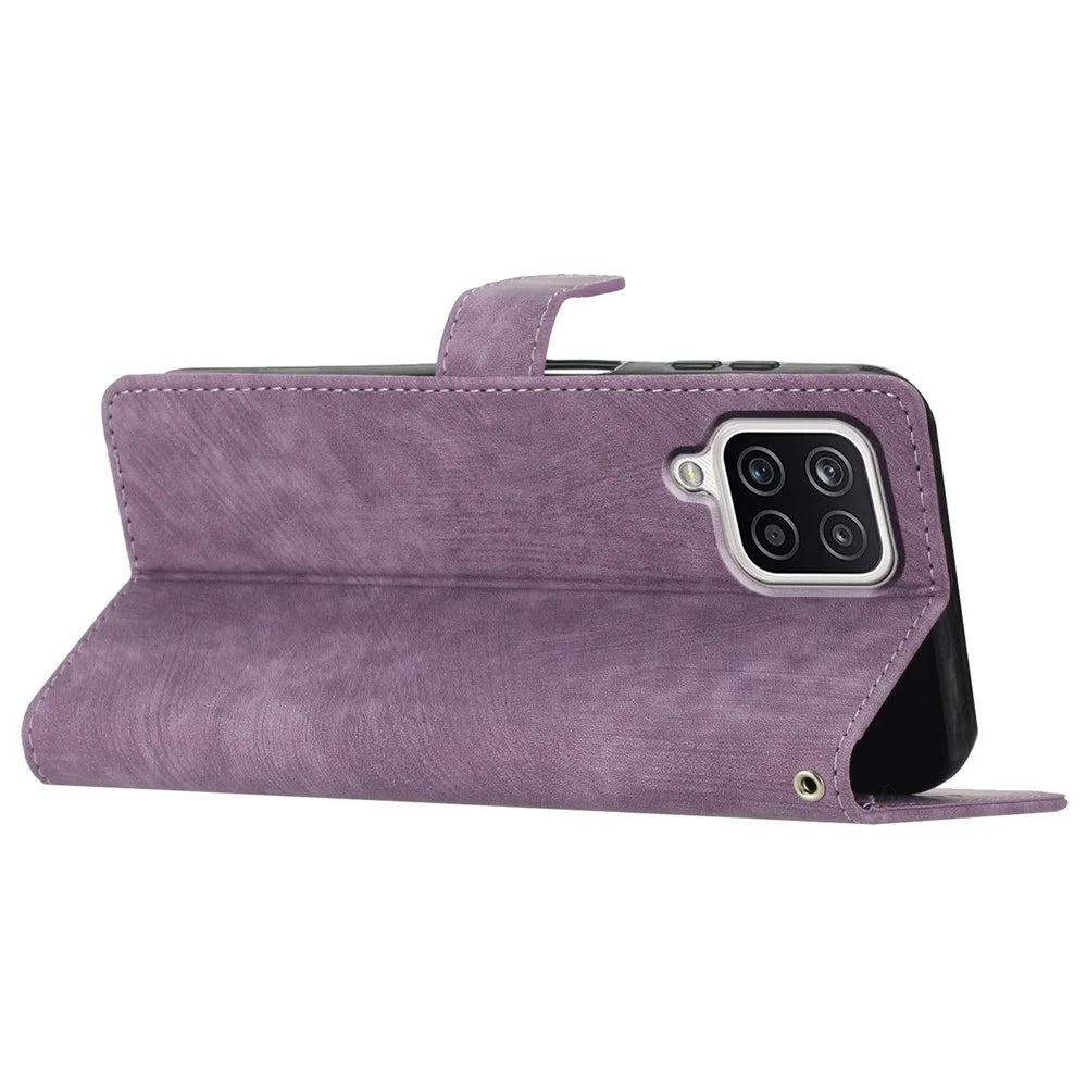Phone Case for Samsung Galaxy A42 5G , Skin-touch Leather Wallet Stand Full Protection Cover - Purple - 3