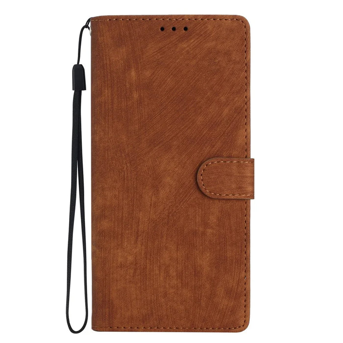 Wallet Shell for iPhone 14 Pro Max Solid Color Skin-touch PU Leather Anti-drop Stand Phone Case - Brown - 7
