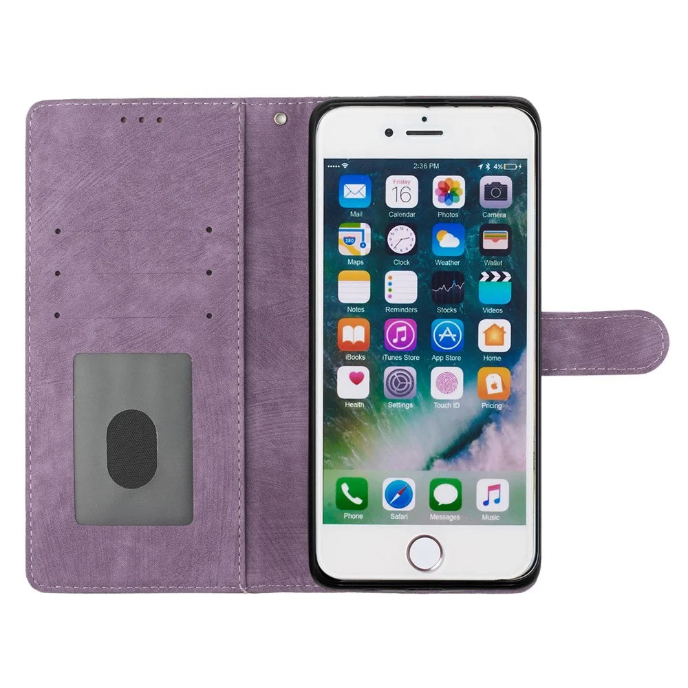 For iPhone 7 / 8 / SE (2020) / SE (2022) PU Leather Solid Color Cover Skin-touch Stand Wallet Phone Case - Purple - 2