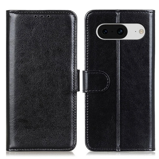 For Google Pixel 8 5G PU Leather+TPU Phone Cover Crazy Horse Texture Cellphone Wallet Stand Case - Black - 1