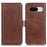 For Google Pixel 8 Cowhide Texture Leather Stand Wallet Case Shockproof Protective Phone Cover - Brown - 1