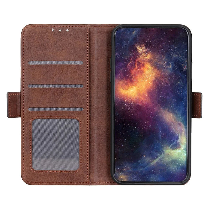 For Google Pixel 8 Cowhide Texture Leather Stand Wallet Case Shockproof Protective Phone Cover - Brown - 2
