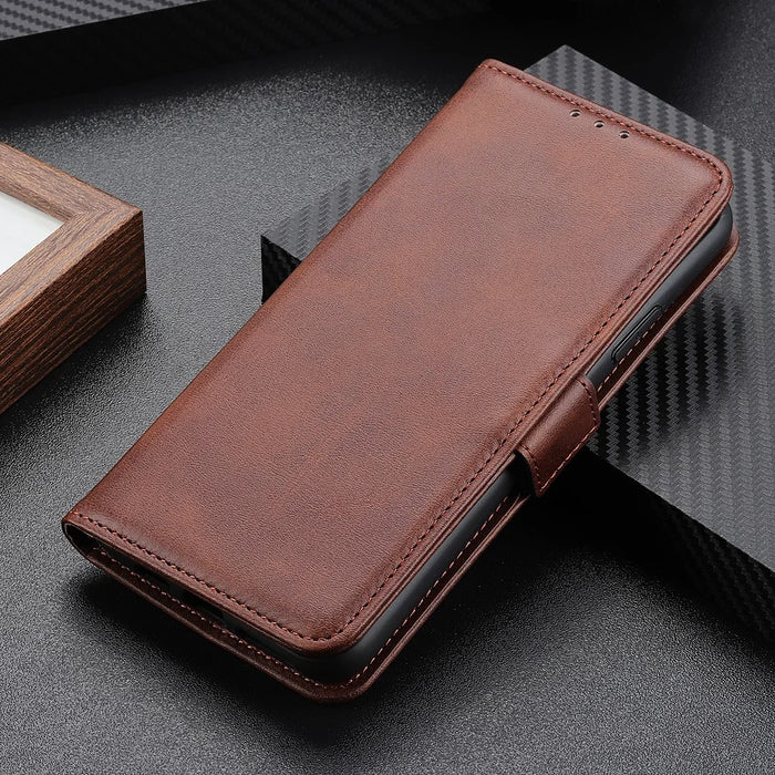 For Google Pixel 8 Cowhide Texture Leather Stand Wallet Case Shockproof Protective Phone Cover - Brown - 5